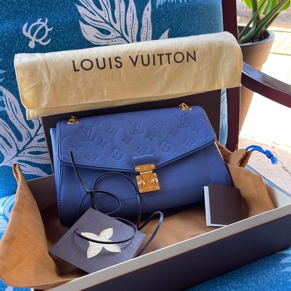 Authentic Louis Vuitton Blue Monogram Empreinte Leather St Germain PM - Picture 3 of 13